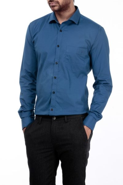 Đồng phục công sở – Áo sơ mi nam dài tay xanh navy 01