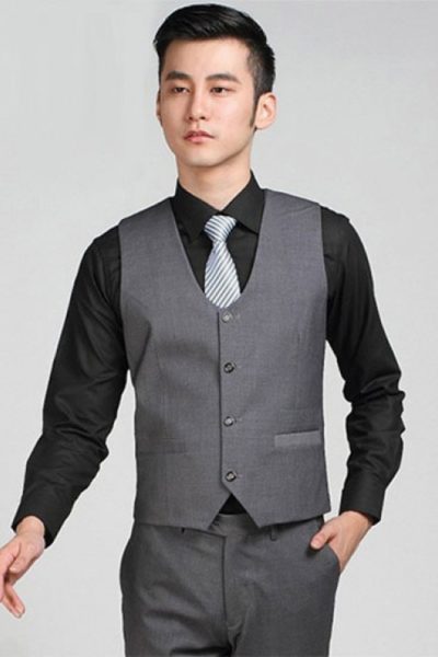 Đồng phục công sở – Ghi lê nam màu xám 05