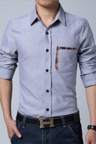 Đồng phục công sở – Áo sơ mi nam màu xanh dài tay 12