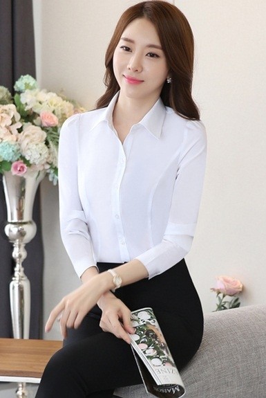 Đồng phục công sở – Áo sơ mi tay dài màu trắng 18