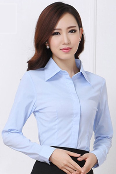 Đồng phục công sở – Áo sơ mi tay dài màu xanh nhạt 19