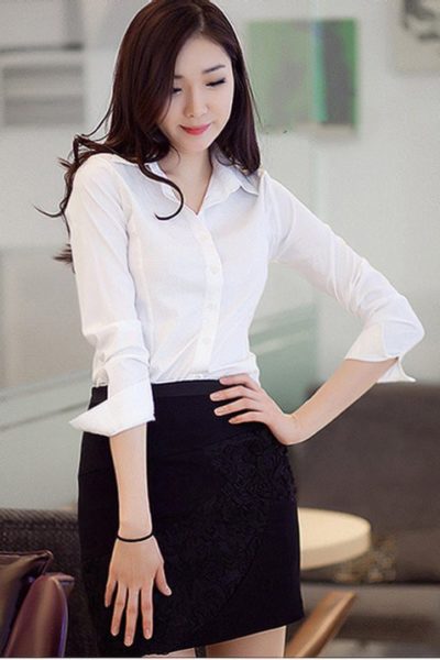 Đồng phục công sở – Áo sơ mi nữ màu trắng 22