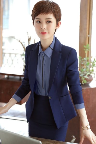 Đồng phục công sở – Áo vest nữ màu xanh đen 24