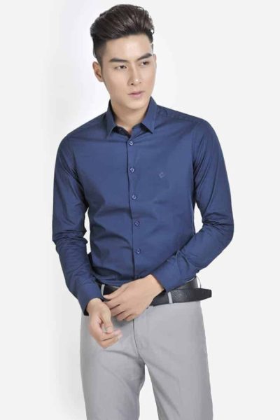 Đồng phục công sở – Áo sơ mi nam tay dài màu xanh đen 16