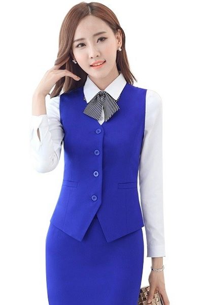 Đồng phục công sở – Ghi lê nữ màu xanh 23