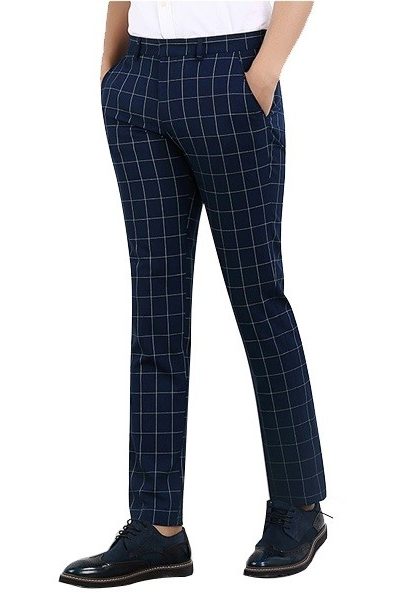 Đồng phục công sở – Quần âu nam màu xanh đen họa tiết caro trắng 27