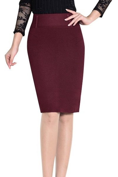 Đồng phục công sở – Chân váy body màu đỏ tím 19