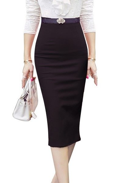 Đồng phục công sở – Chân váy body qua gối màu đen 30