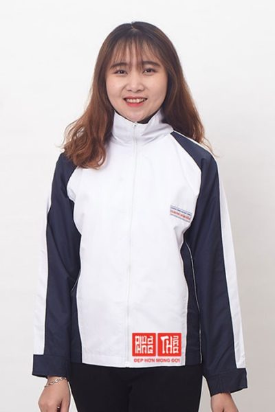 Đồng phục học sinh sinh viên – Áo khoác học sinh màu trắng phối xanh đen 33