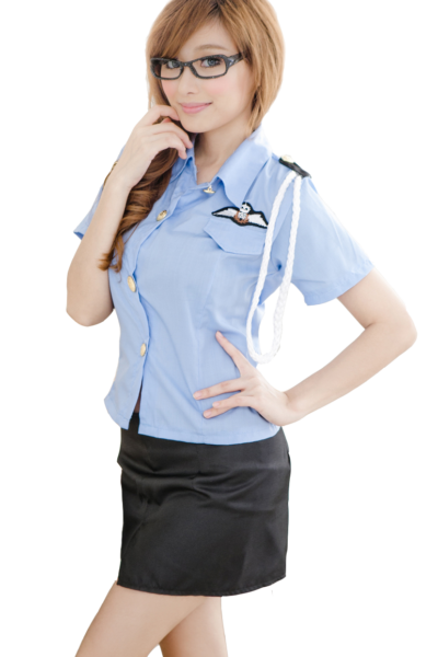 Đồng phục bảo vệ vệ sĩ – Quần áo bảo vệ vệ sĩ áo sơ mi xanh chân váy đen 37