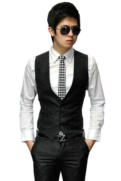 Đồng phục công sở – Áo ghi lê nam màu đen 18