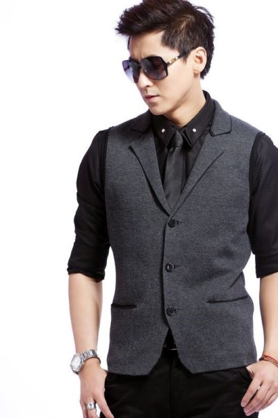 Đồng phục công sở – Áo ghi lê nam màu xám đậm 25