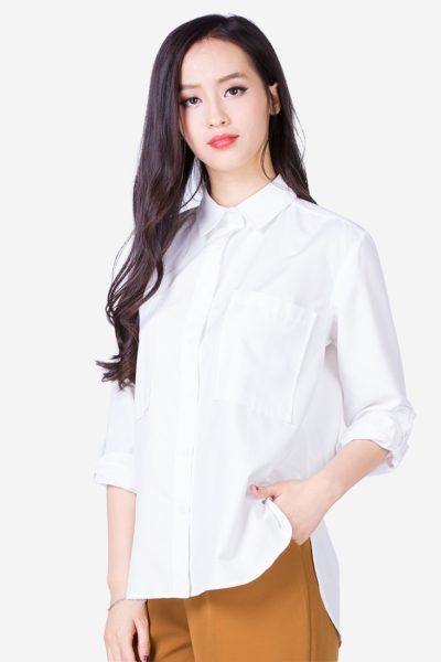 Đồng phục công sở – Áo sơ mi nữ dài tay màu trắng 98