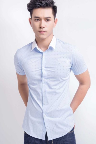 Đồng phục công sở – Áo sơ mi nam ngắn tay họa tiết 42