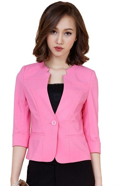 Đồng phục công sở – Áo vest nữ màu hồng 104