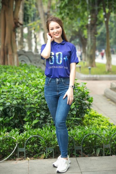 Đồng phục áo thun – Áo thun sự kiện quảng cáo giờ trái đất cổ trụ màu tím 63