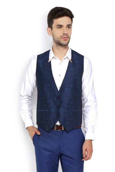 Đồng Phục Công Sở-Áo Gile Nam Màu Xanh Dương Họa Tiết 104