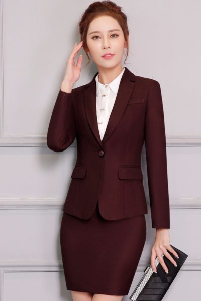 Đồng phục công sở – Áo vest nữ màu đỏ đô 103
