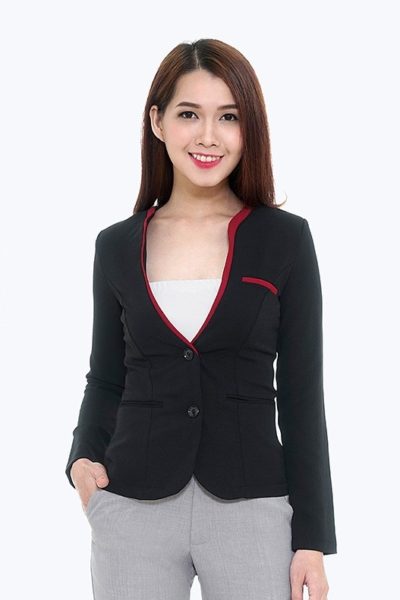 Đồng Phục Công Sở-Áo Vest Nữ Màu Đen Viền Đỏ 98