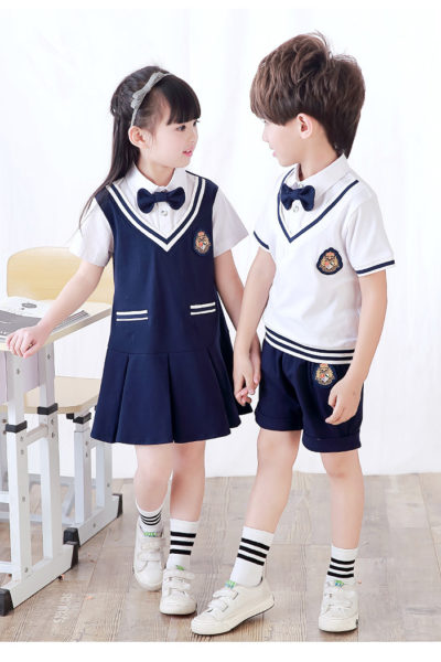Đồng phục học sinh sinh viên – Đồng phục mầm non đầm xanh phối trắng, áo sơ mi trắng, quần xanh 15