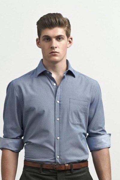 Đồng Phục Công Sở-Áo Sơ Mi Nam Màu Xanh 74