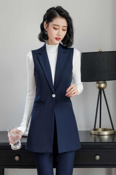 Đồng Phục Công Sở-Áo Gile Nữ Màu Xanh Dương 110