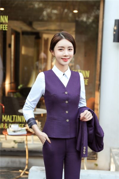 Đồng phục công sở – Áo ghi lê nữ màu tím 94