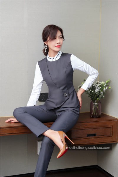 Đồng Phục Công Sở-Áo Gile Nữ Màu Xám 43