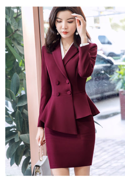 Đồng Phục Nhà Hàng Khách Sạn-Đồng Phục Quản Lý Váy Đỏ, Vest Đỏ 100
