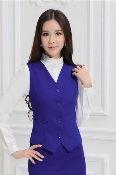 Đồng Phục Công Sở-Áo Gile Nữ Màu Xanh Dương 111
