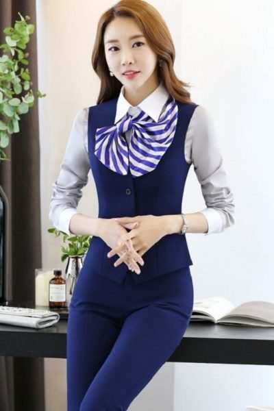 Đồng Phục Công Sở-Áo Gile Nữ Màu Xanh Dương 116