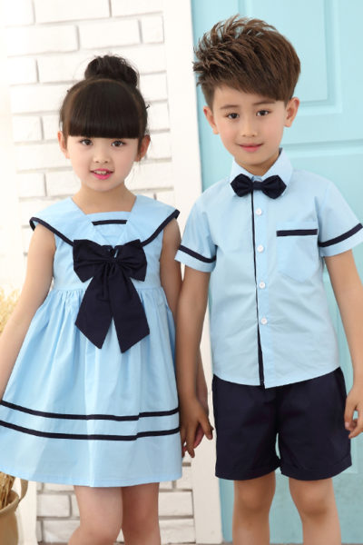 Đồng phục học sinh sinh viên – Đồng phục mầm non đầm xanh phối xanh đen, áo sơ mi xanh phối xanh đen,quần xanh đen 13