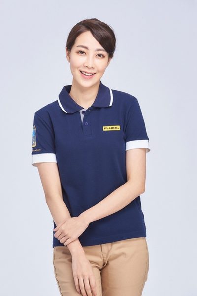 Đồng Phục Áo Thun-Áo Thun Cổ Trụ Màu Xanh Phối Trắng 91
