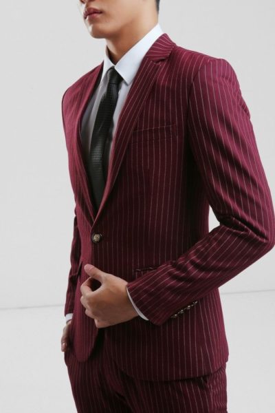 Đồng Phục Công Sở-Áo Vest Nam Màu Đỏ Kẻ Sọc 81