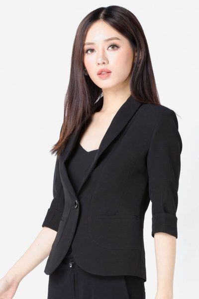 Đồng Phục Công Sở-Áo Vest Nữ Màu Đen Tay Lỡ 97