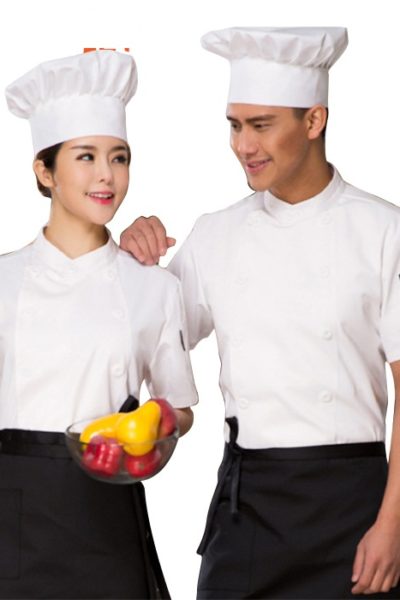 Đồng Phục Nhà Hàng Khách Sạn-Đồng Phục Bếp Tạp Dề Đen, Áo Trắng 96