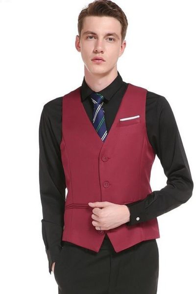 Đồng Phục Công Sở-Áo Gile Nam Màu Đỏ 46