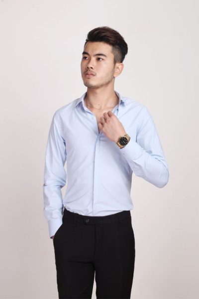 Đồng Phục Công Sở-Áo Sơ Mi Nam Dài Tay Xanh Nhạt 105