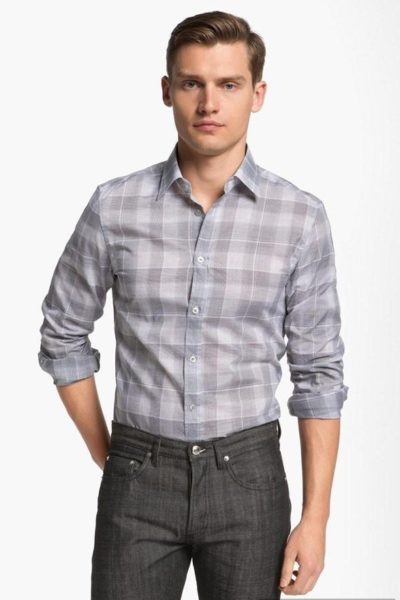 Đồng Phục Công Sở-Áo Sơ Mi Nam Sọc Caro 95