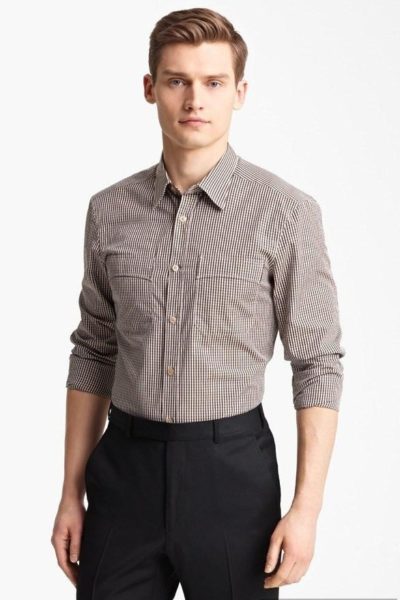 Đồng Phục Công Sở-Áo Sơ Mi Nam Sọc Caro 96