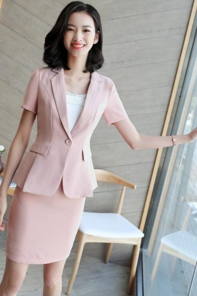 Đồng Phục Nhà Hàng Khách Sạn-Đồng Phục Quản Lý Váy Hồng, Vest Hồng 89