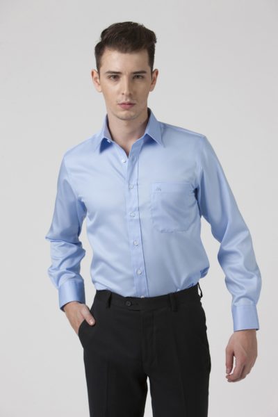 Đồng Phục Công Sở-Áo Sơ Mi Nam Dài Tay Xanh Dương 103