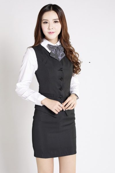 Đồng Phục Công Sở-Áo Gile Nữ Sọc Đen 70